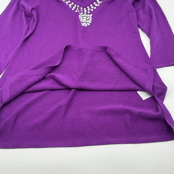 Iman Sz XS Sweater Top Tunic Rhinestone Jewel Beads Cashmere Blend - Picture 7 of 10